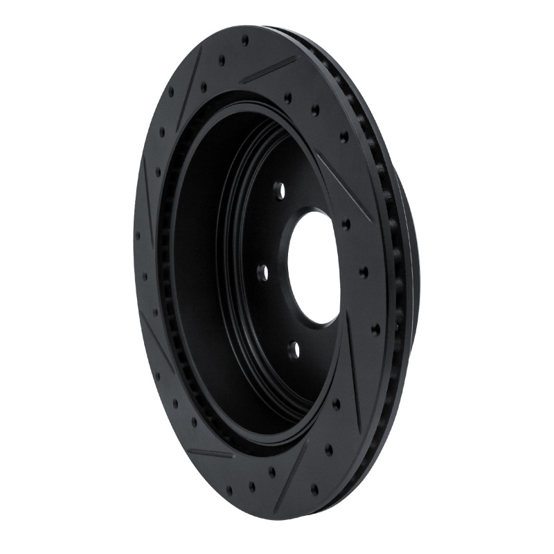 Nissan Titan Brake Rotor (1) - Rear Right - R1 Concepts - Drilled & Slotted - Black - `17-`24